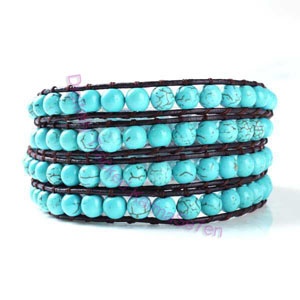 Four Row Beaded Wrap Bracelet - Turquoise